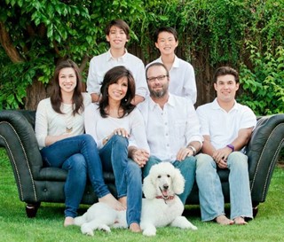 Lin Sue Cooney with her family and beloved dog, Max