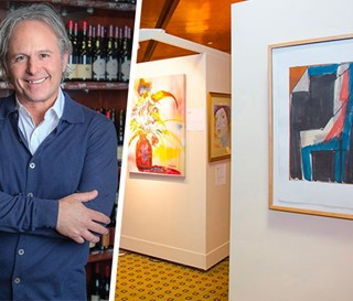 AAHA Event with Chef Mark Tarbell and artwork hanging on wall