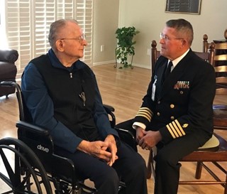 HOV Salutes volunteer Denny Bash visits with our sweet patient Richard Garry