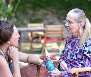 Dementia patient Donna (Dee) Winston, and hov staff Jennifer B. White, LMSW, at Gardiner Home