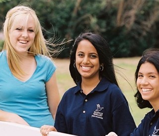 Three female teen volunteers
