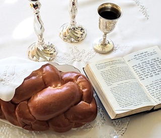 Challah bread on table