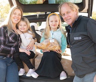 Amber Kovarik enlisted the help of her daughters Jade (left), 5, and Tatum, 7, and father, Dave