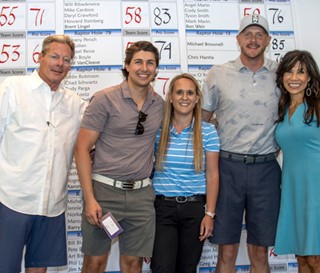 2021 Pro-Am Golf Tournament, Winning amateurs Michael Ressa, Bethany Persch and Joe Solien with tournament chair Jay Hoselton and Lin Sue Cooney, Hospice of the Valley's director of community engagement.