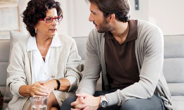 Two family members deep in conversation