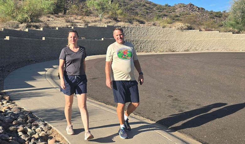 Elisha walks with James to brighten his day and reduce caregiver stress.