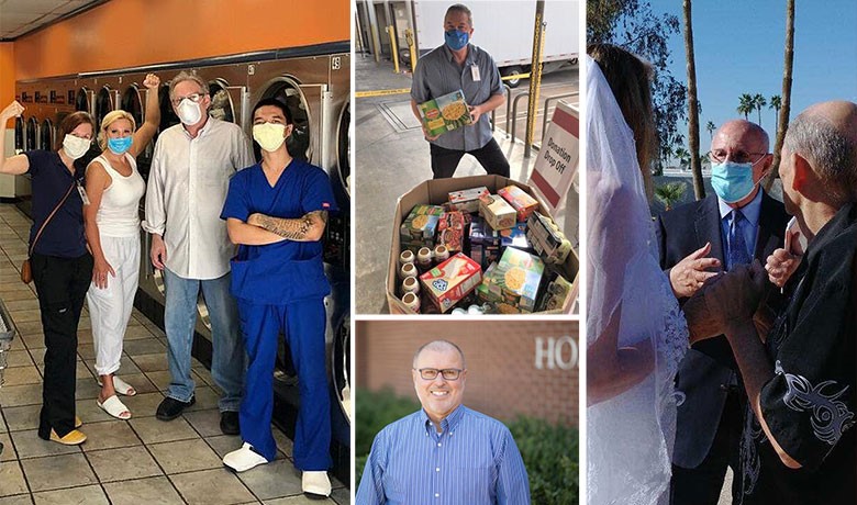 Collage of chaplains at work, including Keith Voss, David Kaminski, Ken Collins, and Nick Martrain