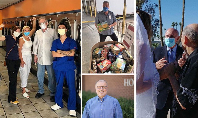 Collage of chaplains at work, including Keith Voss, David Kaminski, Ken Collins, and Nick Martrain