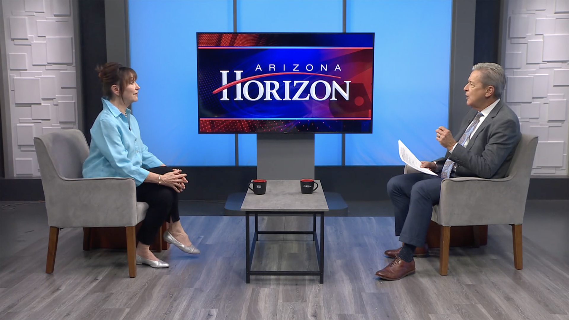 Arizona Horizon's Ted Simons sits with Hospice of the Valley Dementia Program Director Maribeth Gallagher.