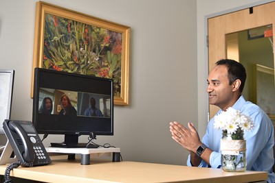 Dr. Gobi meets virtually with patients