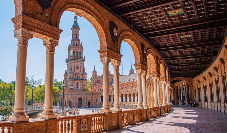 A view of the Plaza de España in Seville, Spain