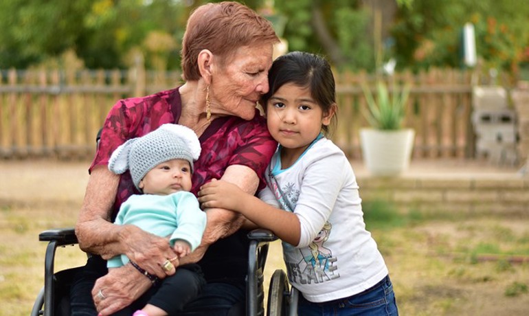 Altagracia Zamora with her grandchildren.