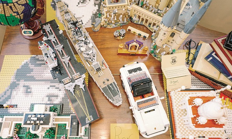 Ron Parmley's lego creations include a car, a ship, and a castle