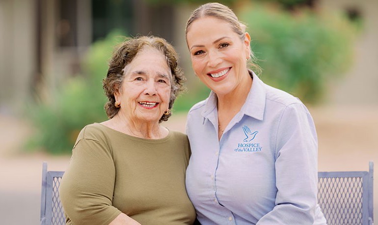Patient Anita Mendoza posing with RN Erica Coronado