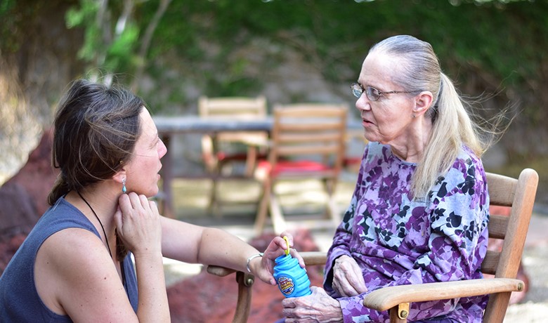 Two women in conversation