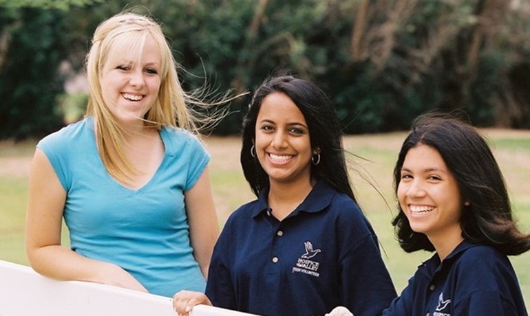 Three teen volunteers