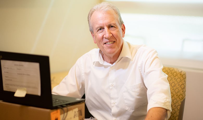 Bob Barrett with laptop